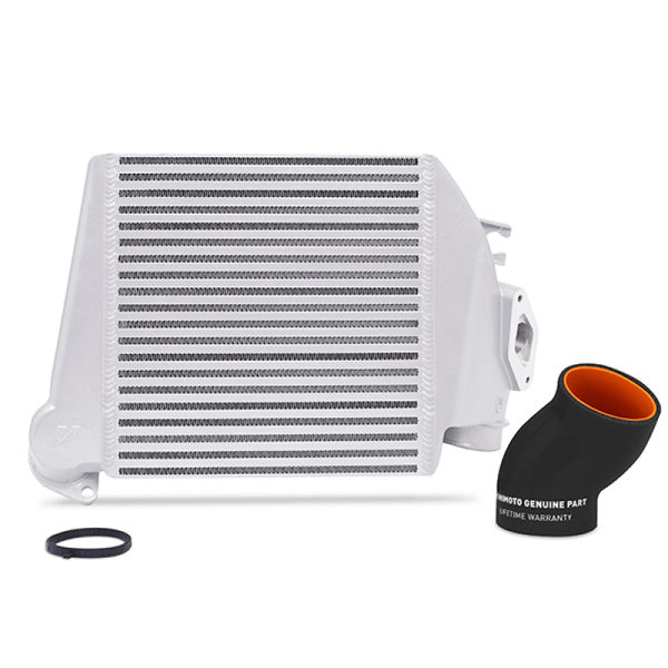 Mishimoto 08-14 Subaru WRX Top-Mount Intercooler Kit - Powder Coated Silver & Black Hoses - Bull Strap