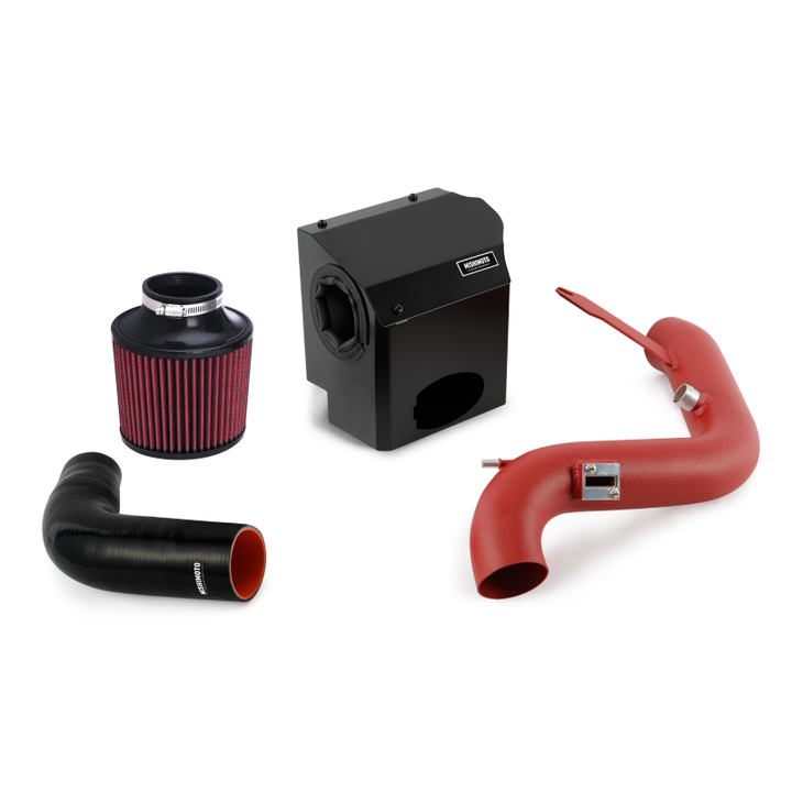 Mishimoto 14-15 Ford Fiesta ST 1.6L Performance Air Intake Kit - Wrinkle Red - Bull Strap