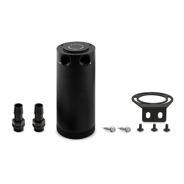 Mishimoto 2-Port Universal XL Baffled Catch Can - Black - Bull Strap