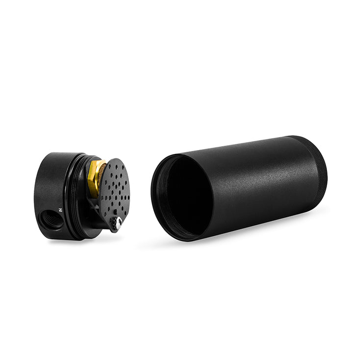 Mishimoto 2-Port Universal XL Baffled Catch Can - Black - Bull Strap
