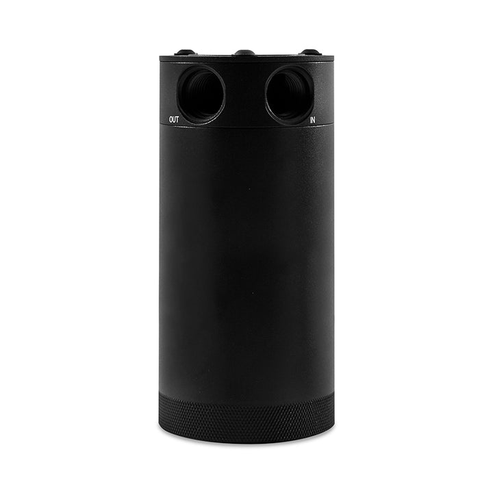 Mishimoto 2-Port Universal XL Baffled Catch Can - Black - Bull Strap