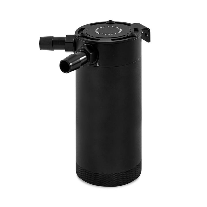 Mishimoto 2-Port Universal XL Baffled Catch Can - Black - Bull Strap