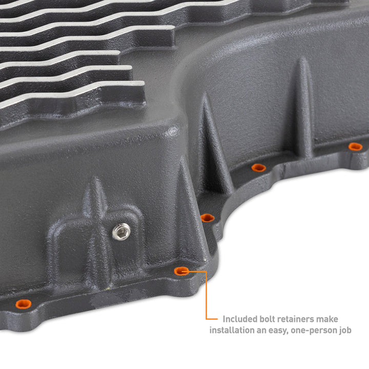Mishimoto 2011+ Powerstroke 6R140 Transmission Pan - Cast - GR - Bull Strap