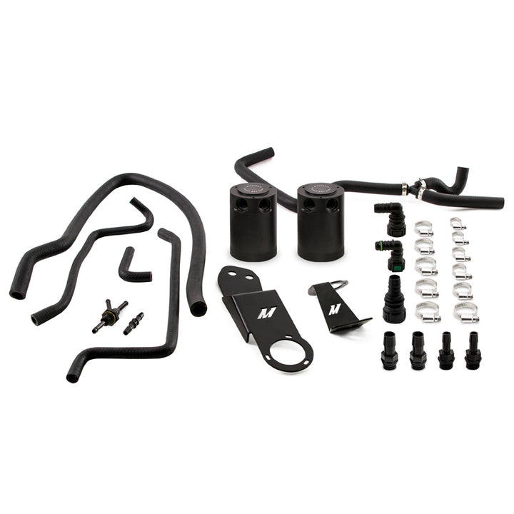 Mishimoto 2013+ Cadillac ATS 2.0T Baffled Oil Catch Can Kit - Black - Bull Strap