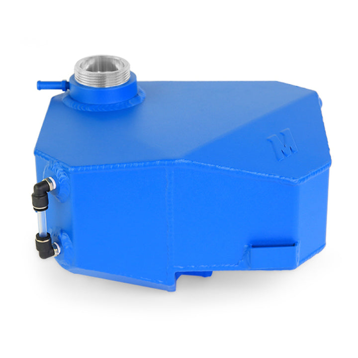 Mishimoto 2013+ Ford Focus ST/2016+ Focus RS Aluminum Expansion Tank - Wrinkle Blue - Bull Strap
