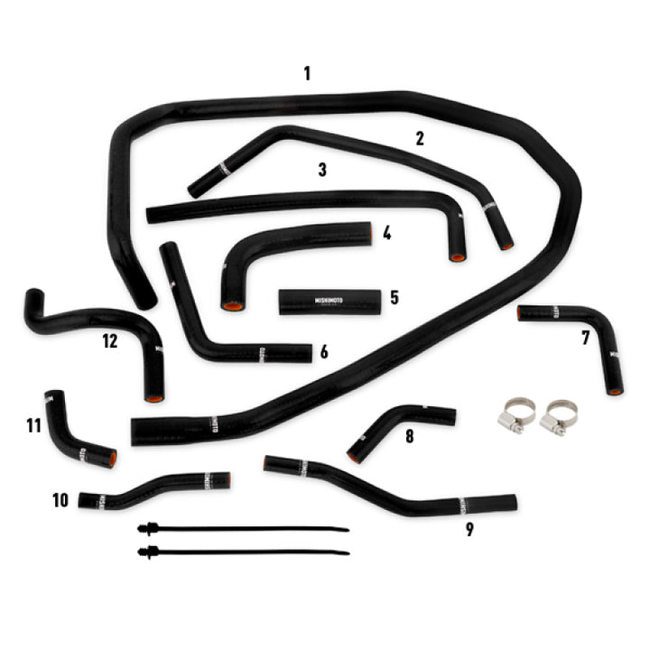 Mishimoto 2015 Subaru WRX Black Silicone Radiator Coolant Ancillary Hoses Kit - Bull Strap