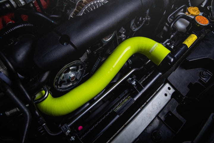 Mishimoto 2015+ Subaru WRX Silicone Radiator Coolant Hose Kit - Neon Yellow - Bull Strap