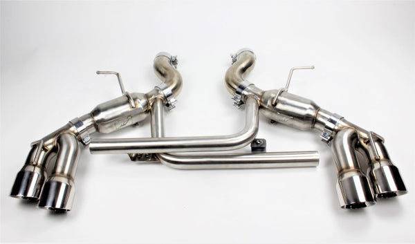 Mishimoto 2016+ Chevrolet Camaro SS Quad-Tip Pro Axle-Back Exhaust w/ Polished Tips - Bull Strap