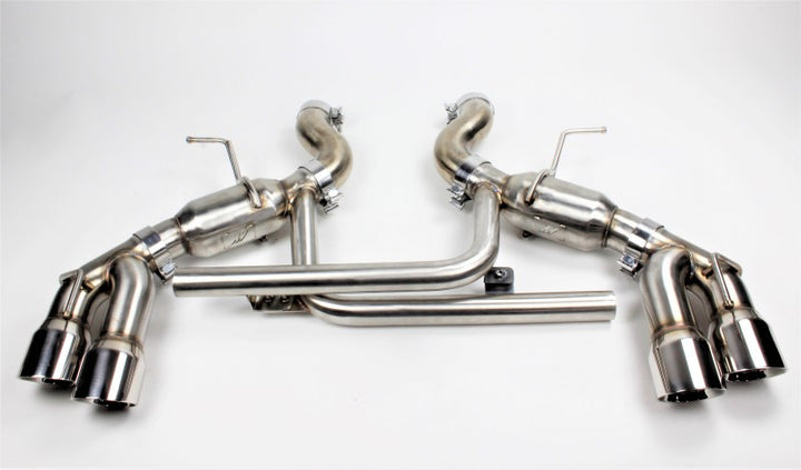 Mishimoto 2016+ Chevrolet Camaro SS Quad-Tip Pro Axle-Back Exhaust w/ Polished Tips - Bull Strap