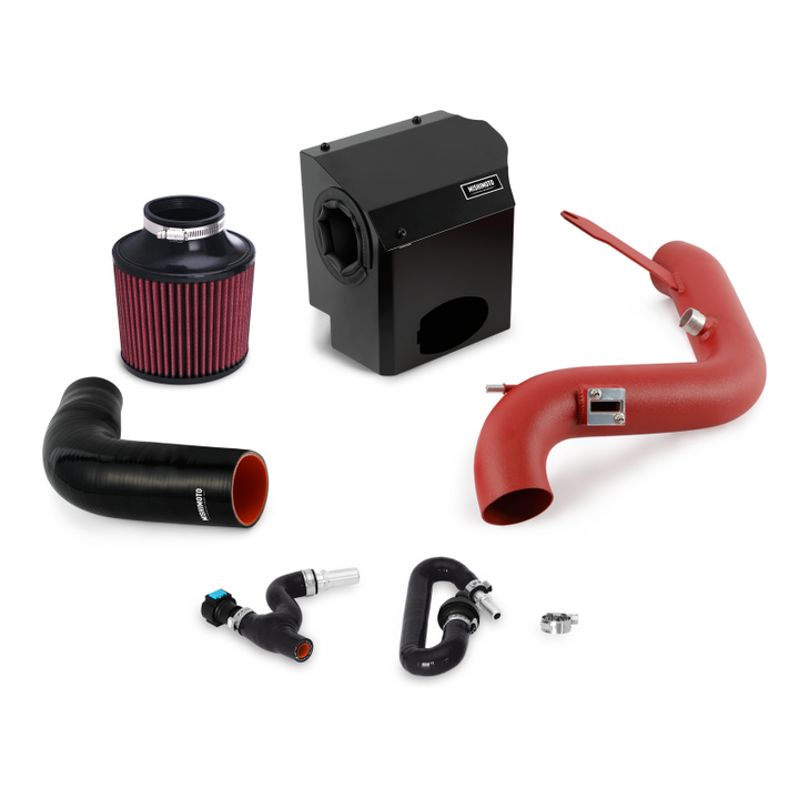 Mishimoto 2016 Ford Fiesta ST 1.6L Performance Air Intake Kit - Wrinkle Red - Bull Strap