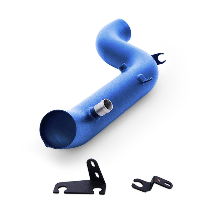 Mishimoto 2016 Ford Focus RS 2.3L Performance Air Intake Kit - Wrinkle Nitrous Blue - Bull Strap