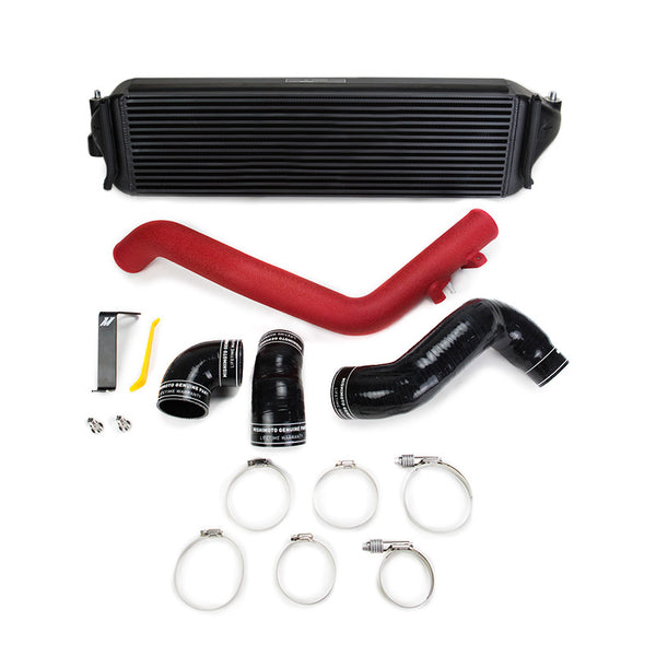 Mishimoto 2017+ Honda Civic Type R Intercooler Kit - Black Intercooler Red Pipes - Bull Strap