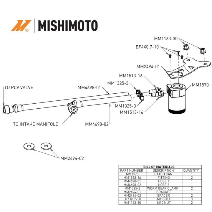 Mishimoto 2024+ Ford Mustang 2.3L EcoBoost Oil Catch Can PCV Side - Bull Strap
