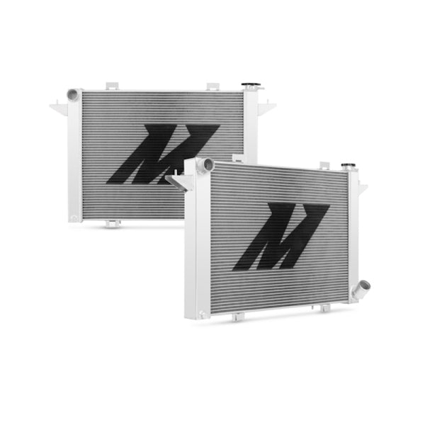 Mishimoto 90-93 Dodge Ram w/ 5.9L Cummins Engine Polished Aluminum Performance Radiator - Bull Strap