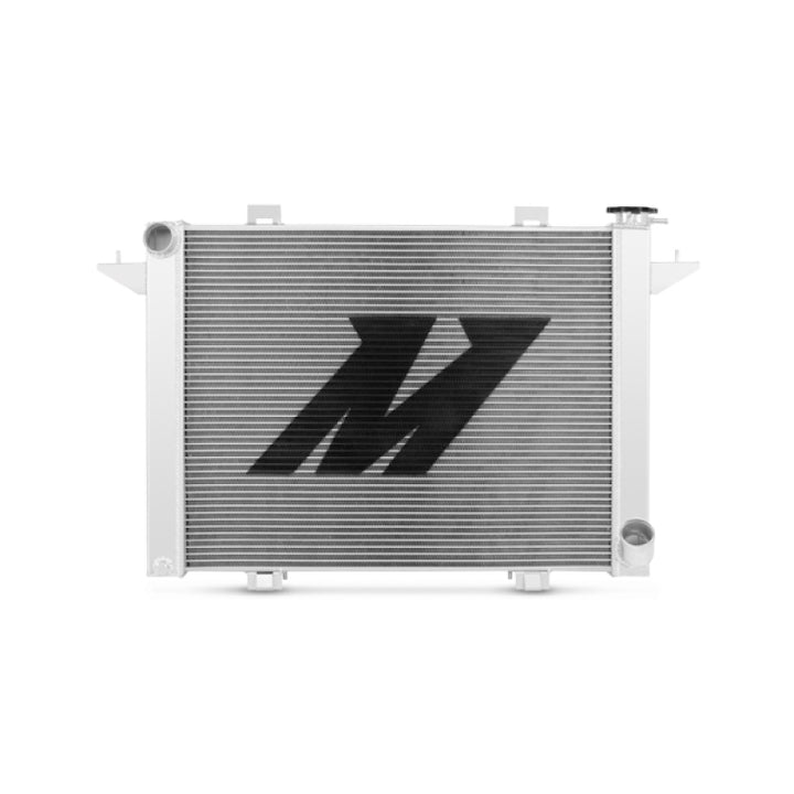 Mishimoto 90-93 Dodge Ram w/ 5.9L Cummins Engine Polished Aluminum Performance Radiator - Bull Strap