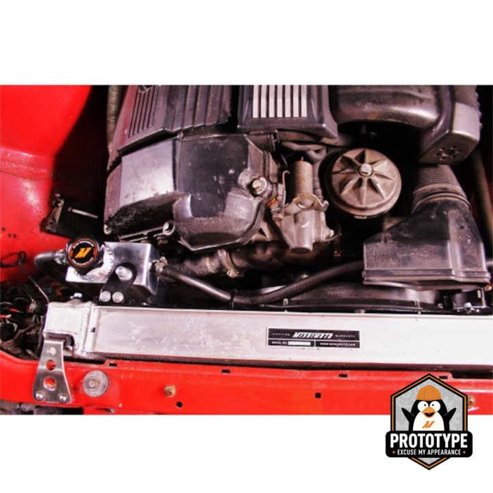 Mishimoto 92-99 BMW 3 Series Aluminum Coolant Expansion Tank - Black - Bull Strap