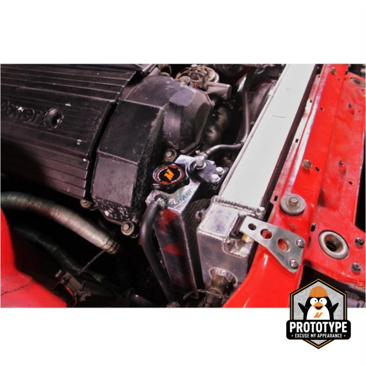 Mishimoto 92-99 BMW 3 Series Aluminum Coolant Expansion Tank - Black - Bull Strap