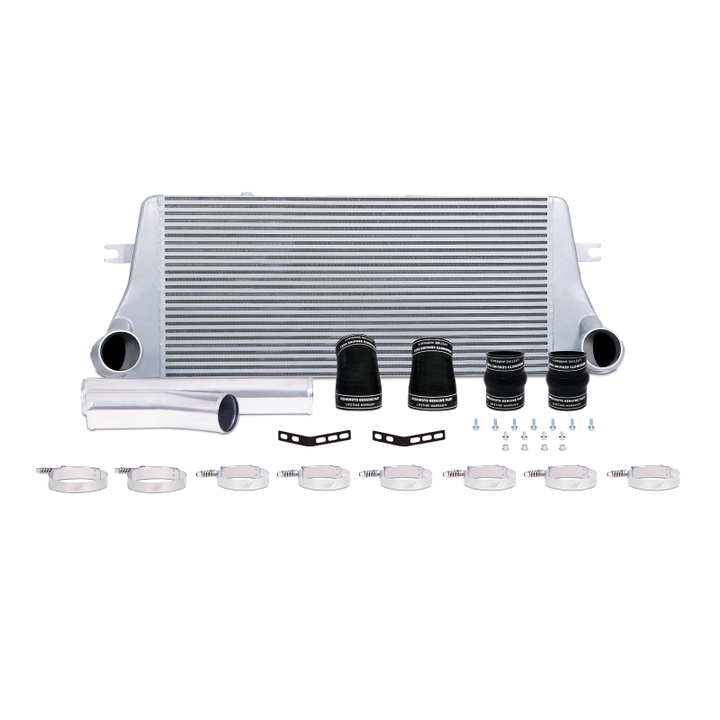 Mishimoto 94-02 Dodge Ram 2500 5.9L Cummins Intercooler Kit w/ Pipes (Silver) - Bull Strap