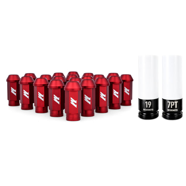 Mishimoto Aluminum Locking Lug Nuts M12x1.25 20pc Set Red - Bull Strap
