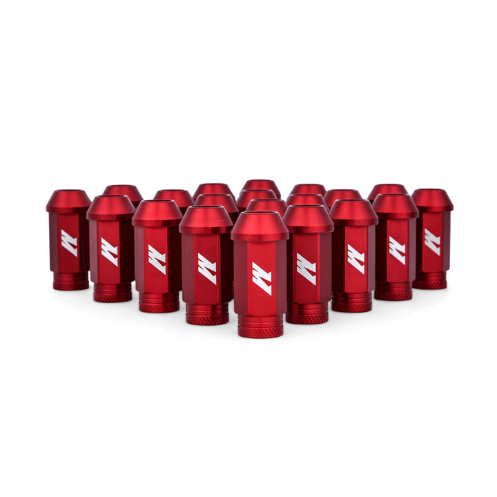 Mishimoto Aluminum Locking Lug Nuts M12x1.25 20pc Set Red - Bull Strap