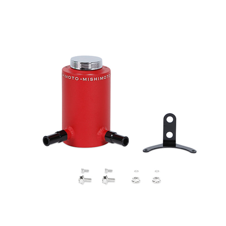 Mishimoto Aluminum Power Steering Reservoir Tank - Wrinkle Red - Bull Strap