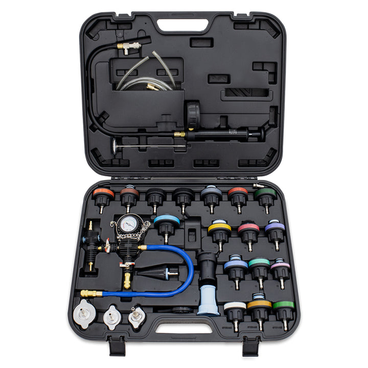Mishimoto Cooling System Pressure Tester / Vacuum Purge Kit - 28pc - Bull Strap