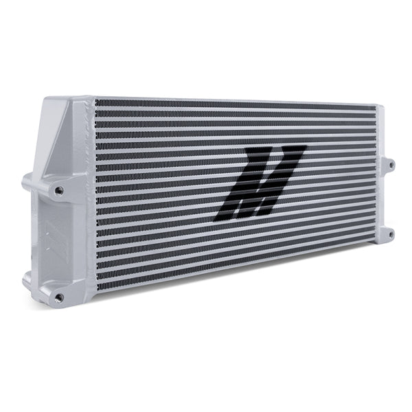 Mishimoto Heavy-Duty Oil Cooler - 17in. Same-Side Outlets - Silver - Bull Strap