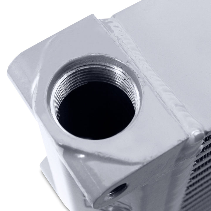 Mishimoto Heavy-Duty Oil Cooler - 17in. Same-Side Outlets - Silver - Bull Strap