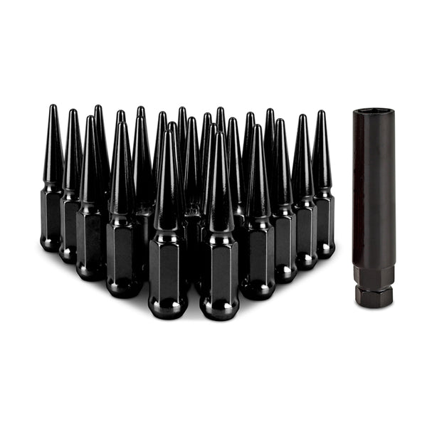 Mishimoto Mishimoto Steel Spiked Lug Nuts M14 x 1.5 24pc Set Black - Bull Strap