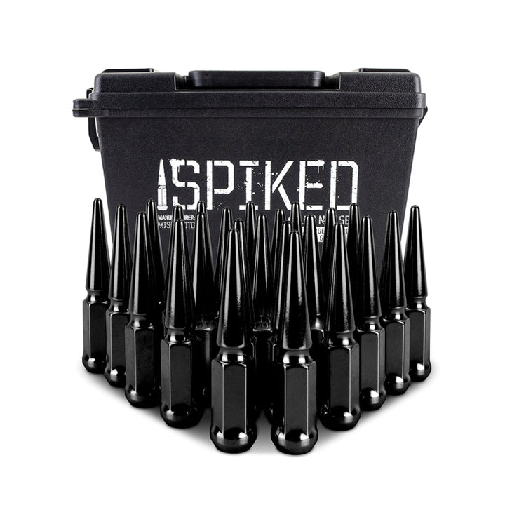 Mishimoto Mishimoto Steel Spiked Lug Nuts M14 x 1.5 24pc Set Black - Bull Strap
