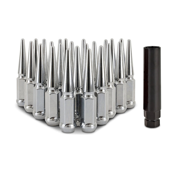 Mishimoto Mishimoto Steel Spiked Lug Nuts M14 x 1.5 24pc Set Chrome - Bull Strap