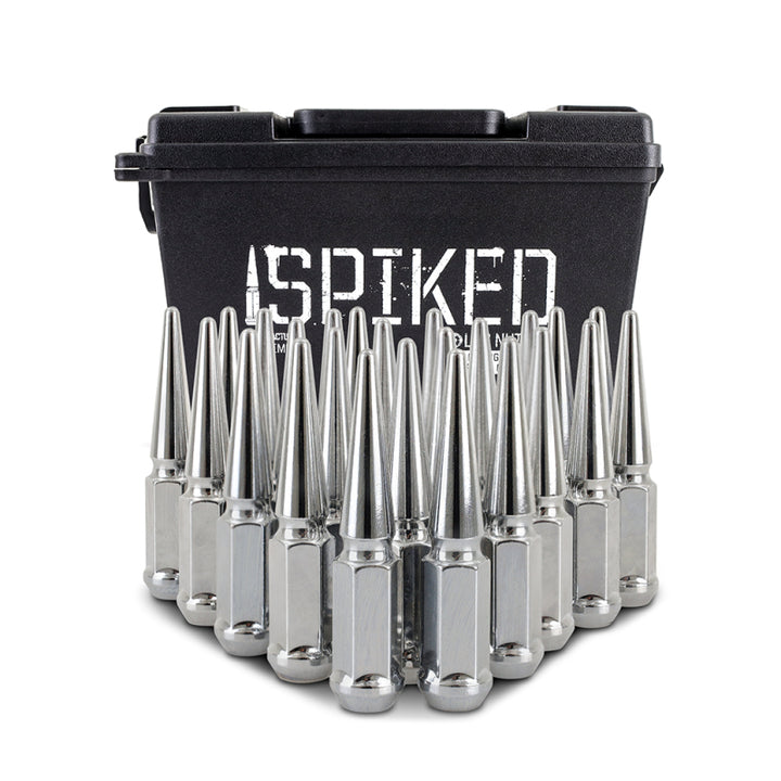Mishimoto Mishimoto Steel Spiked Lug Nuts M14 x 1.5 24pc Set Chrome - Bull Strap