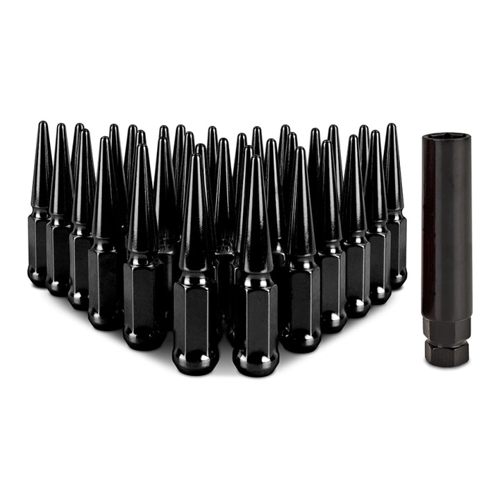 Mishimoto Mishimoto Steel Spiked Lug Nuts M14 x 1.5 32pc Set Black - Bull Strap