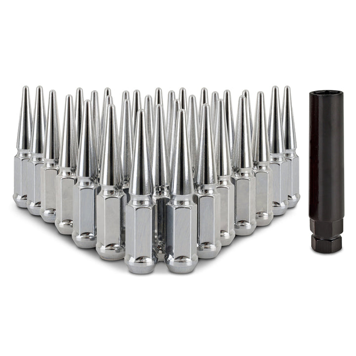Mishimoto Mishimoto Steel Spiked Lug Nuts M14 x 1.5 32pc Set Chrome - Bull Strap