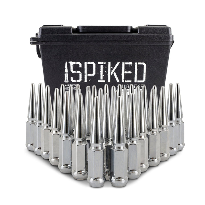 Mishimoto Mishimoto Steel Spiked Lug Nuts M14 x 1.5 32pc Set Chrome - Bull Strap
