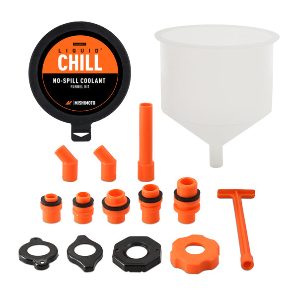 Mishimoto No-Spill Coolant Funnel Kit 15pc Set - Bull Strap