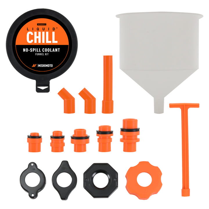 Mishimoto No-Spill Coolant Funnel Kit 15pc Set - Bull Strap