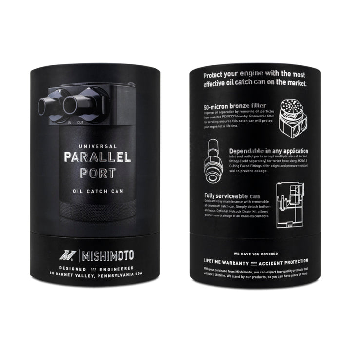 Mishimoto Parallel Port Universal Baffled Oil Catch Can - Bull Strap
