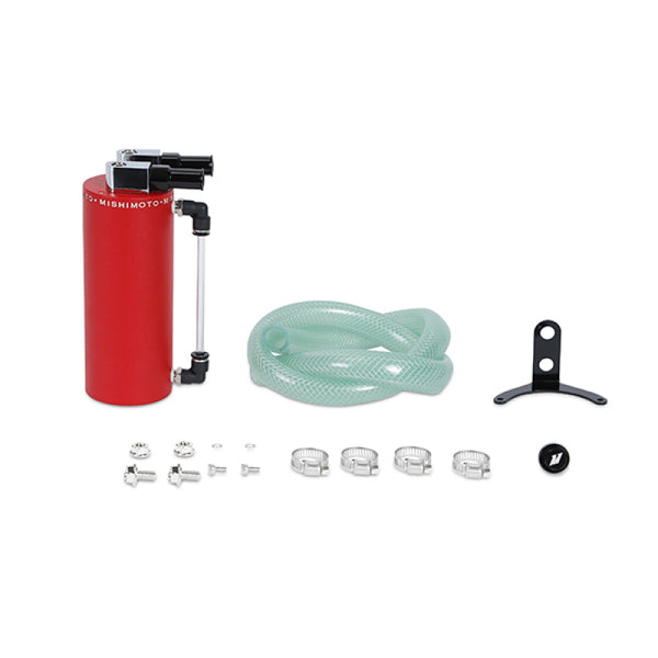 Mishimoto Small Aluminum Oil Catch Can - Wrinkle Red - Bull Strap