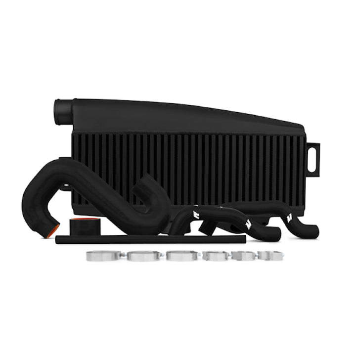 Mishimoto Subaru 02-07 WRX/04-07 STi Top-Mount Intercooler Kit - Powder Coated Black & Black Hoses - Bull Strap