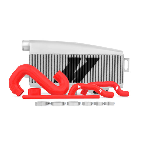 Mishimoto Subaru 02-07 WRX/04-07 STi Top-Mount Intercooler Kit - Powder Coated Silver & Red Hoses - Bull Strap