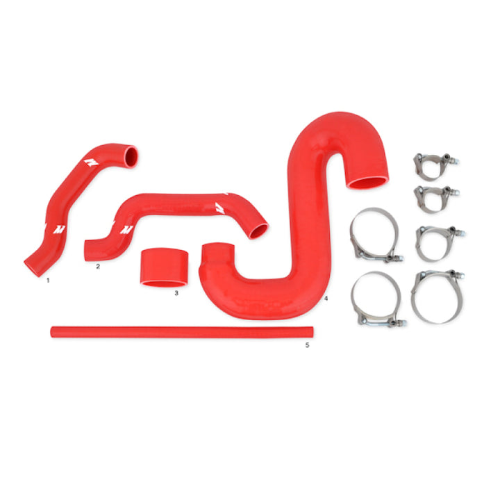 Mishimoto Subaru 02-07 WRX/04-07 STi Top-Mount Intercooler Kit - Powder Coated Silver & Red Hoses - Bull Strap