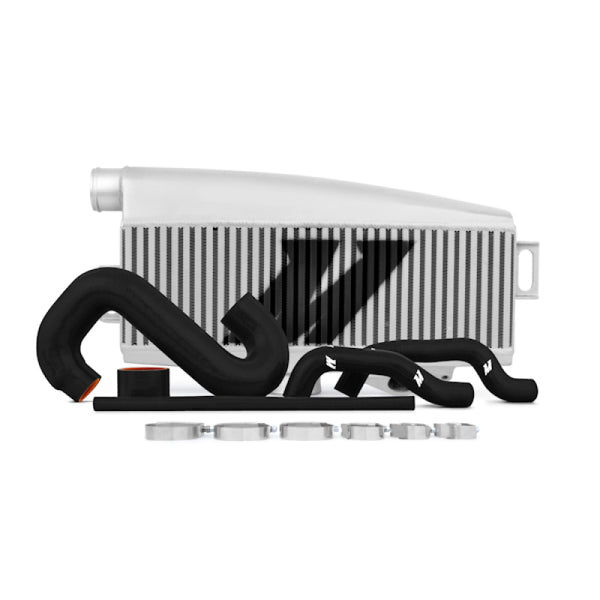 Mishimoto Subaru 02-07 WRX/04-07 STi Top-Mount Intercooler Kit - Silver/Black Hoses - Not For iRHD - Bull Strap