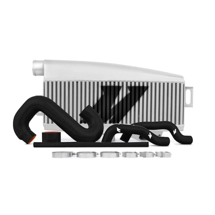 Mishimoto Subaru 02-07 WRX/04-07 STi Top-Mount Intercooler Kit - Silver/Black Hoses - Not For iRHD - Bull Strap