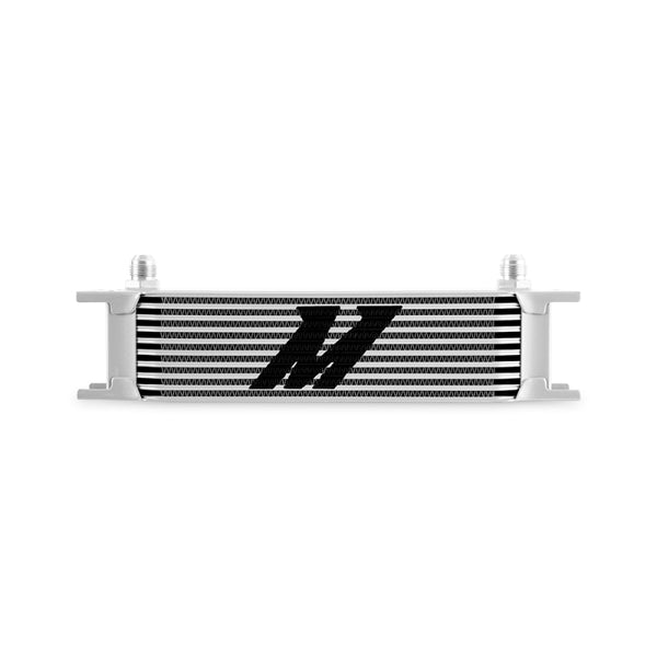 Mishimoto Universal -8AN 10 Row Oil Cooler - Silver - Bull Strap
