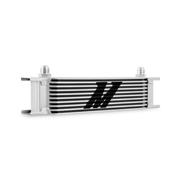Mishimoto Universal -8AN 10 Row Oil Cooler - Silver - Bull Strap