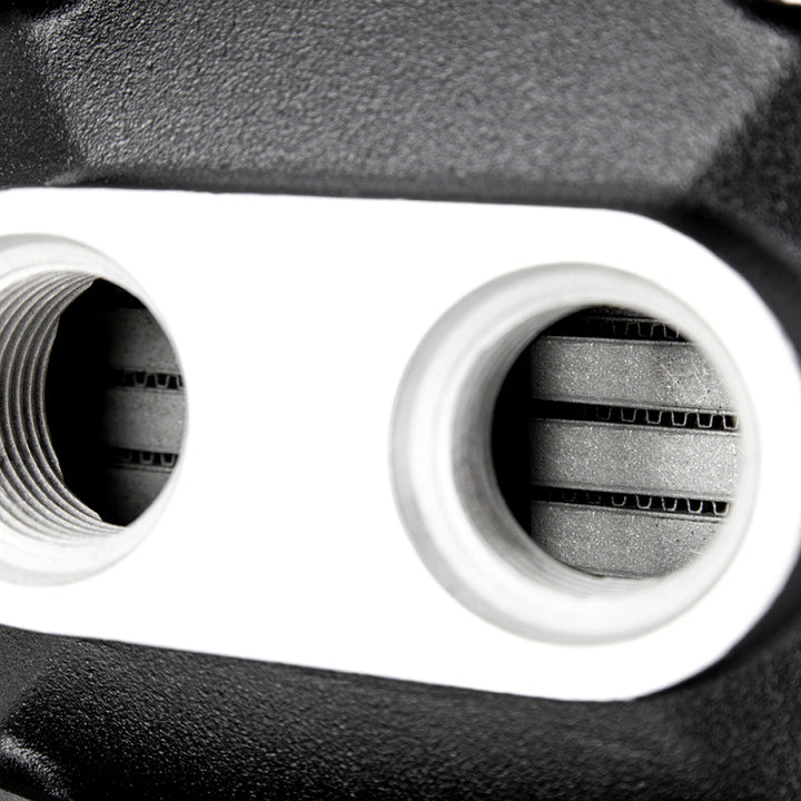 Mishimoto Universal Air-To-Water Intercooler Dual Pass (1000hp) - Opposite Side Inlet/Outlet - Bull Strap