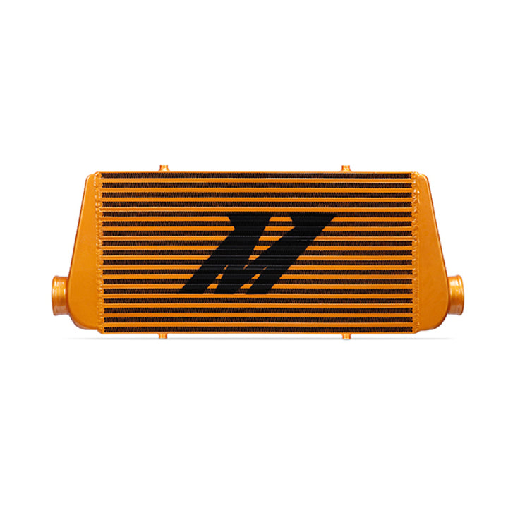 Mishimoto Universal Gold R Line Intercooler Overall Size: 31x12x4 Core Size: 24x12x4 Inlet / Outlet - Bull Strap