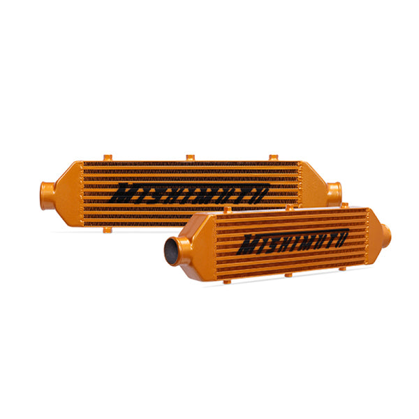 Mishimoto Universal Gold Z Line Intercooler  Overall Size: 28x8x3 Core Size: 21x6x2.5 Inlet / Outlet - Bull Strap