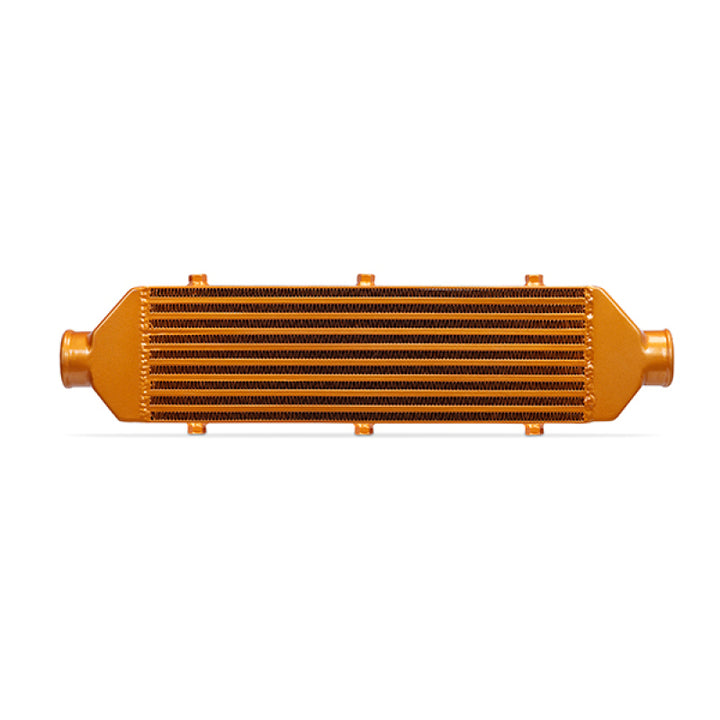 Mishimoto Universal Gold Z Line Intercooler  Overall Size: 28x8x3 Core Size: 21x6x2.5 Inlet / Outlet - Bull Strap